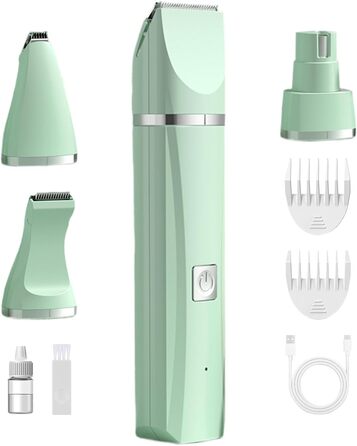 Професійна машинка для стрижки собак, бездротова, акумуляторна, для малих порід, тиха, для котів, вух, обличчя та задньої частини тіла, білий (зелений)