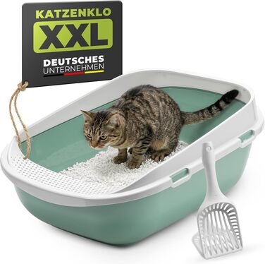 Гігантський закритий лоток для котів XXL Jumbo (65 см) з бортиком та совком, колір agave