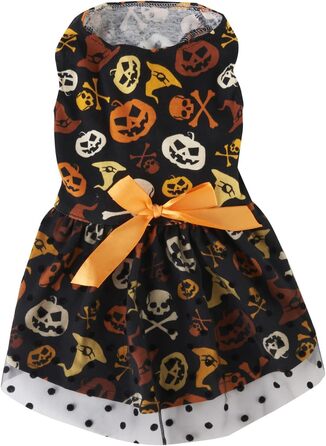 Костюм для собак на Хелловін: чорний череп з тюлевою спідницею, розмір L