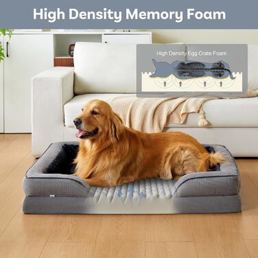 Ортопедичне ліжко для собак великих порід, Memory Foam, 89 x 64 x 17 см, для Лабрадора, Бордер Коллі, Австралійської вівчарки