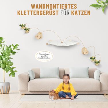 Настінна комплексна система для котів Lohofrnny: драбини, гамаки, когтеточки з натурального дерева, DIY