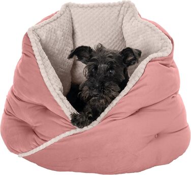Ортопедичне ліжко для собак Furhaven, великих порід, кругле, знімний, пральний чохол, до 36,3 кг – Sherpa & Wildleder Snuggery – 111,8 см, ортопедична піна (Soft Pink, L 61 x B 61 x H 46 см, Calming Hug Nest)