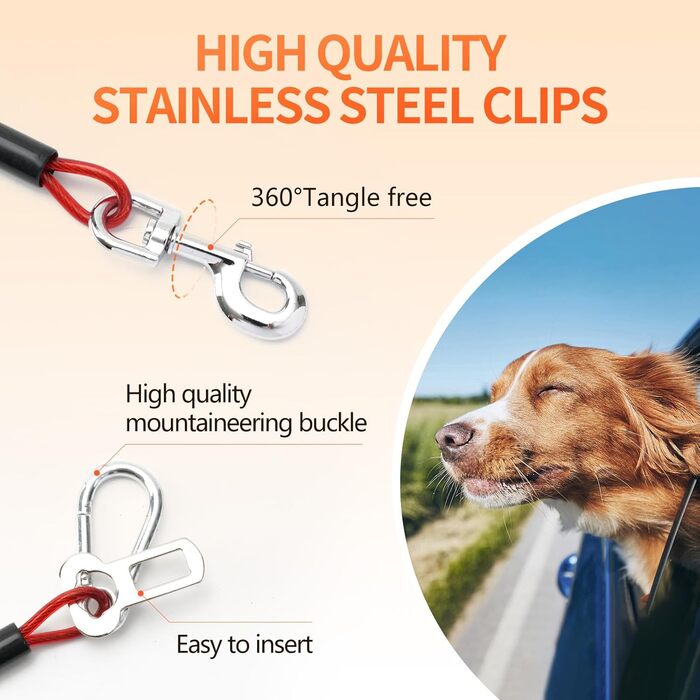 Автомобільний кріплення для собак Libbipaw, 2 шт. – безпечний ремінь для собак, червоний