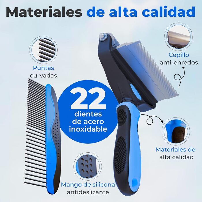 Бурштук для собак та котів 2 в 1 GLUTTONY, металевий, блакитний