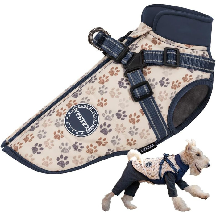 Тепла водонепроникна жилетка для собак з шлейкою, зимова, плюшева, м'яка (L, блакитна)