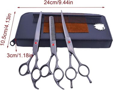 Набір професійних ножиць для собак: 7 шт. з нержавіючої сталі | Ножиці для грумінгу тварин | Набір для догляду за собаками