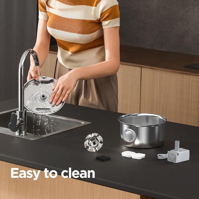 Турнік для котів з нержавіючої сталі Katzenbrunnen: фонтанчик для води, 2.6л, дисплей рівня води, дизайн водоспаду, підходить для собак та котів