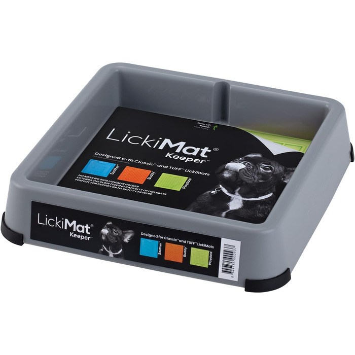 LICKIMAT Indoor Keeper - годівниця для собак, повільна годівниця, лижуча килимок-тримач для корму, ласощів, йогурту та арахісової пасти - сіра