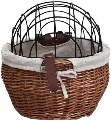 Корзина для собак та котів на велосипед, ручна робота, плетені з лози, коричнева