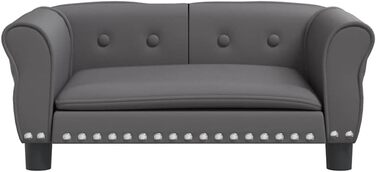 Диван для собак, м'яке ліжко для домашніх тварин, лежанка для собак з штучної шкіри, ліжко для цуценят, диван для домашніх тварин, будиночок для собак, для великих та середніх собак, сучасний та елегантний дизайн, сірий, 70x45x30 см