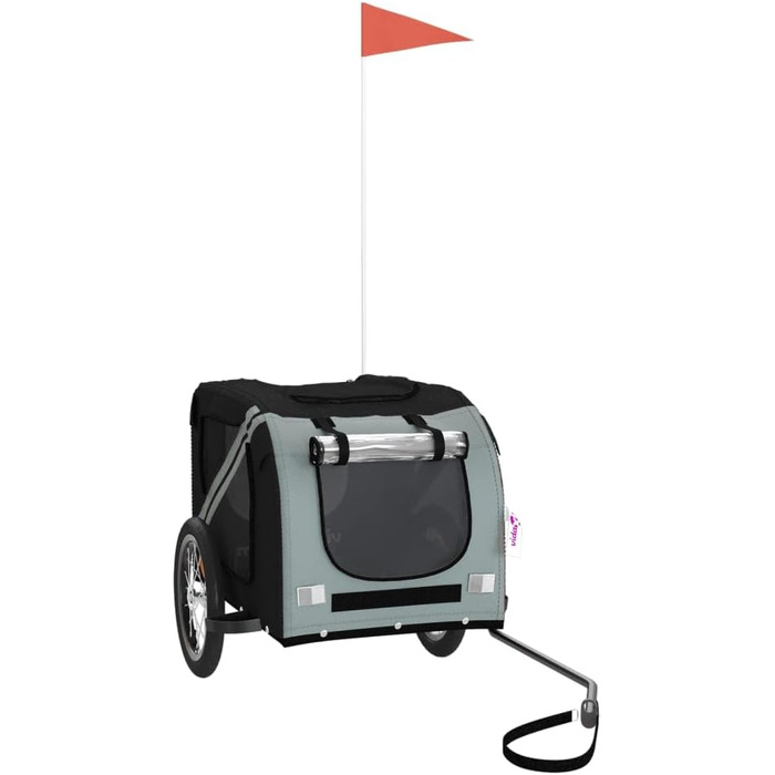 Причіп для велосипеда для собак, котів чорного та сірого кольорів, Oxford-тканина та метал