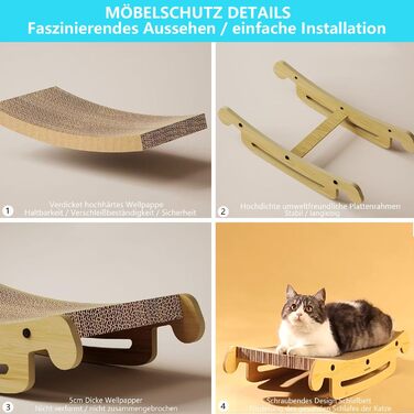 Кігтеточка для котів L-подібної форми, настінний монтаж, 60 см, вертикальна/горизонтальна, з іграшкою-кулькою, економія місця, міцна конструкція для котів, що живуть у приміщенні (Lounge 50CM)