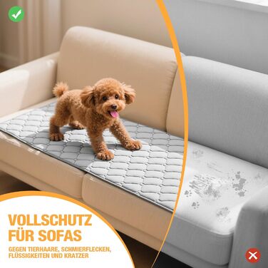 Водонепроникний килимок для собак Lekereise 157x208 см - 100% поглинаючий та захист від протікання, м'який, неслизький. Захист диванів, ліжок та авто. Килимок для собак та котів (сірий, 70 x 175 см).