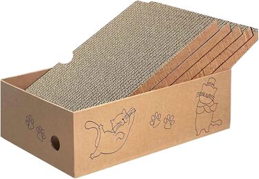 Кігтеточка для котів 5 шт. з будиночком 42*26*13 см, двостороння картонна кігтеточка для догляду за кігтями, іграшка-кігтеточка з гофрокартону для ігор та сну, багаторазова картонна кігтеточка-будиночок для котів, набір