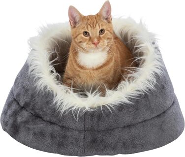 Кругле собаче ліжко TRIXIE Minou, діаметр 60 см, білий/сірий - м'яке ліжко для собак з Softplüsch, кошик для собак маленьких та середніх порід, неслизьке, 36299