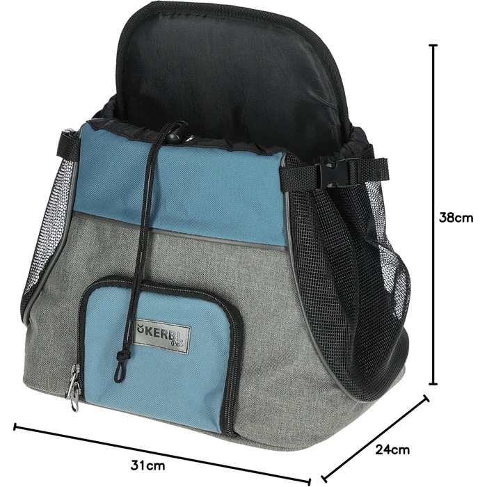 Переноска для тварин Kerbl Vacation Fronttasche, сіра/блакитна, 31x24x38 см