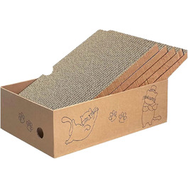 Кігтеточка для котів 5 шт. з будиночком 42*26*13 см, двостороння картонна кігтеточка для догляду за кігтями, іграшка-кігтеточка з гофрокартону для ігор та сну, багаторазова картонна кігтеточка-будиночок для котів, набір