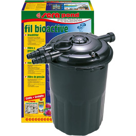 Sera Pond Fil Bioactive — механічний і біологічний фільтр для ставка до 12000 л, з 6 л наповнювача Siporax 25 мм та біостартером, чорний
