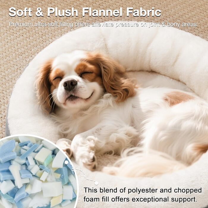 Кругле ліжко для котів та собак Love's Cabin, 58.4 см, сіре, з водонепроникним та антиковзким дном, зручне та миється