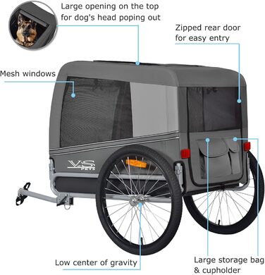 Тігго VS Pets L: Причіп для собак великого розміру, 270л, сірий (80202)