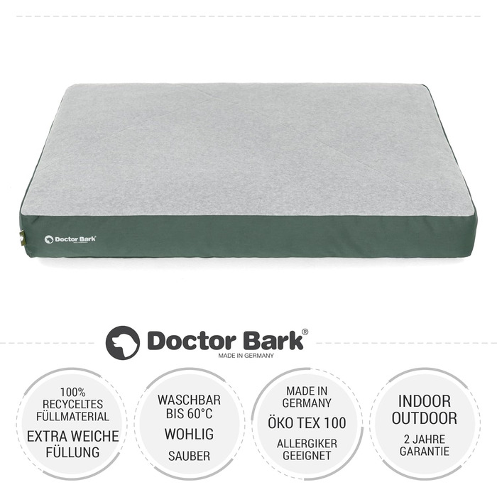 М'яке ліжко для собак середніх порід GreenLabel (88x60 см, зелене) - зручне, миється, з м'якого флусу