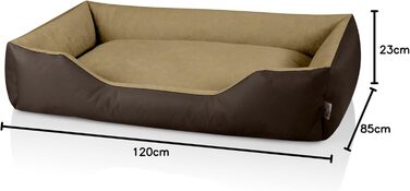 Ліжко для собак BedDog XXL - м'яке ліжко-корзина для середніх собак, коричнево-бежеве, 120 x 85 x 23 см, знімний чохол