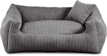Ляжка для собак Gutekissen® з м'якого матеріалу, наповнена поліуретановим пінопластом, з рифленою тканиною, стійка до бруду, вибір кольору та розміру, з маленьким подушечкою. Розмір M - 80x65, Темно-сірий