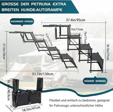 Східці для собак OUUTMEE: 4 сходинки, складані, з антиковзким покриттям, для маленьких та великих собак до 80 кг, для авто та SUV