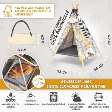 Кішка та собака, будиночок-хатинка, тіпі, 53x53x70 см – стильний дім для тварин, багато кольорів