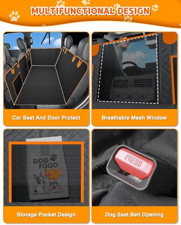 Подовжувач для собачого автокрісла, чохол на сидіння для собак з жорстким дном, собача гамак, захисний килимок для заднього сидіння авто, сумісний з F150, RAM1500, Silverado, GMC, Tundra