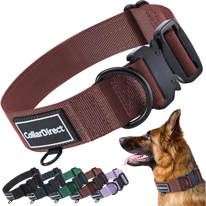 Міцний нашийник для собак великих та середніх порід – регульований, двошаровий нейлон, металева застібка, стійкий до розривів, ідеальний для активних собак (розмір L (38-58 см))