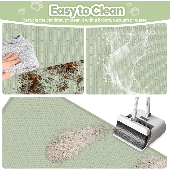 Килимок для котячого туалету Kalolary, великий, силіконовий, зелений (101 x 71 см)