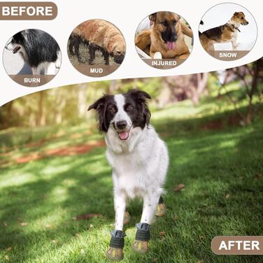 Зимові чоботи для собак великих порід, захист лап від холоду та слизькості. Водонепроникні чоботи для собак, підходять для снігу, дощу, гарячого асфальту та прогулянок. Розмір 7: 75x78 см (Д*Ш) (4 шт. в упаковці). Розмір 6: 71x65 см (Д*Ш) (4 шт. в упаковц