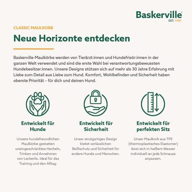 Класичний намордник BASKERVILLE для великих собак з довгою мордою, термопластичний гумовий TPR, дозволяє пити та дихати, захист від укусів, розмір 10