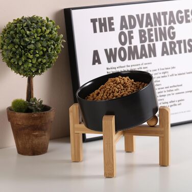 Керамічна годівниця для собак та котів Petygooing, нахилена, протиковзна, з підставкою, чорна, 3.6 літри