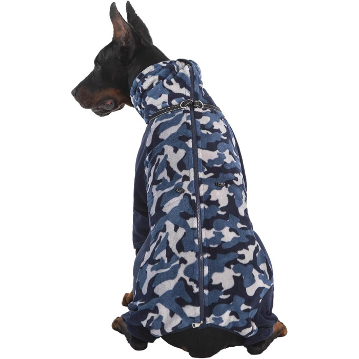 Зимовий комбінезон для собак з блискавкою, D-початком, світловідбиваючими смугами та регульованою протишерстю, вітрозахисна куртка для собак малих, середніх та великих порід, розмір M, блакитний. Розмір M: Довжина спини: 45 см, Обхват грудей: 63 см