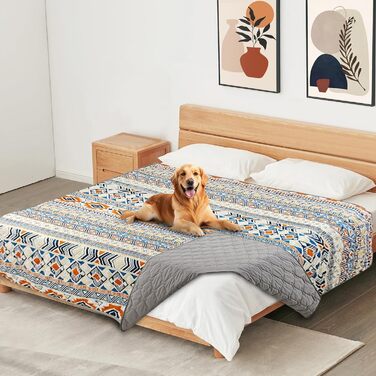 Водонепроникний двосторонній килимок для собак YOSEPATI, 208 x 173 см, блакитний медальйон. Захист дивану та меблів від бруду та шерсті. Підходить для цуценят, котів та дітей. Легко миється та перевертається.