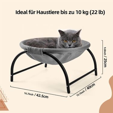Гамак для котів LIFLIX Outdoor, підвісна лежанка знімним плюшем, для дому та вулиці (сірий)