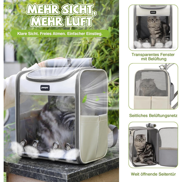 Рюкзак-переноска для котів та собак великих порід ALLSOPETS, складаний, дихаючий, для подорожей, прогулянок (димно-зелений, блискучий)