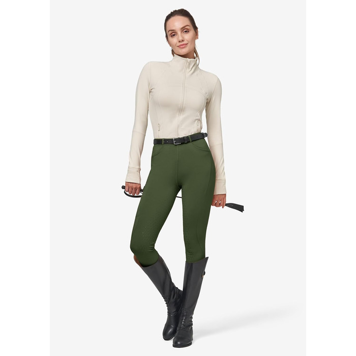 Спортивні штани для верхової їзди WILLIT Daen з флісовою підкладкою, силіконовим повним захопленням, кишенями та петлями для ременя (S, армійсько-зелений)