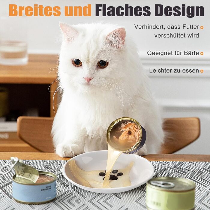 Набір мисок для котів з кераміки (8 шт.) з антиковзким дном, проти втоми вусів, широкі та плоскі миски для кошенят, котів та дрібних тварин