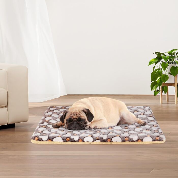 М'який лежак для собак та котів середнього розміру, 80x60 см, сірий, з сердечками, прання дозволено