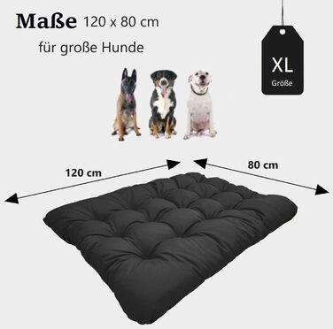 Килимок для собак KING DOG: водовідштовхувальний, XL (120x80 см), 10 см, чорний. Комфортний, м'який, легко миється. Підходить для великих та середніх собак.