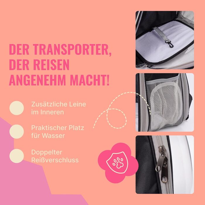 Транспортна сумка для собак та котів JUMI - рюкзак для тварин - переноска для котів та собак сірого кольору