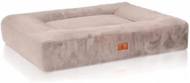 Ортопедичне ліжко для собак Knuffelwuff Midland 120x100 см, сіре, знімний і праний чохол, м'який плюш під кроляче хутро, для великих, середніх і малих собак