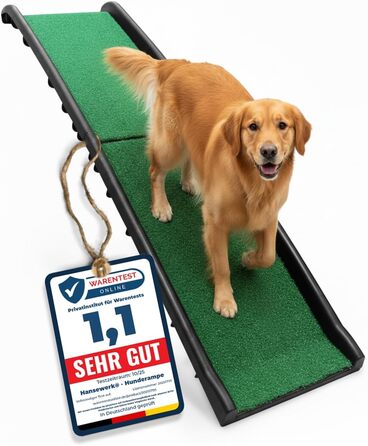 Рампа для собак Hunderampe - антиковзка з штучним газоном, складна, до 90 кг, 157x40 см. Підходить для автомобіля