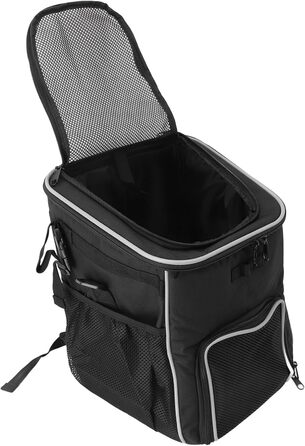 Корзина для собаки на велосипед, рюкзак для домашніх тварин та автокрісло для цуценят. Підходить для піших прогулянок, велоподорожей, кемпінгу. М'яка, розширювана, складана, для ролерів, електровелосипедів, велотримачів, котів (ЧОРНИЙ)