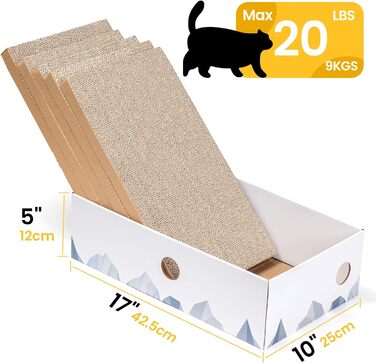 5-Piece Conlun Cat Scratch Box Set with Scratching Pad - Large, White