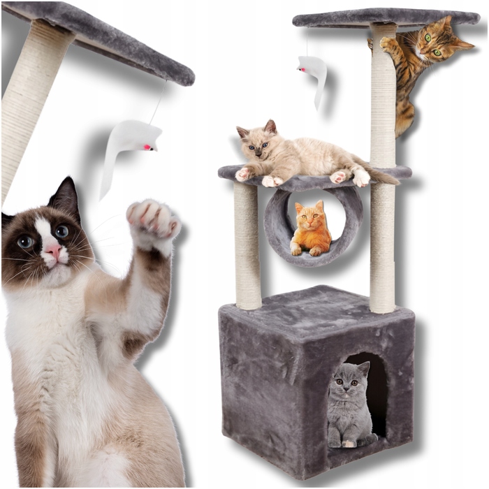 Когтеточка для котів Omna, бежева, сизаль, 61-100 см, 5 рівнів