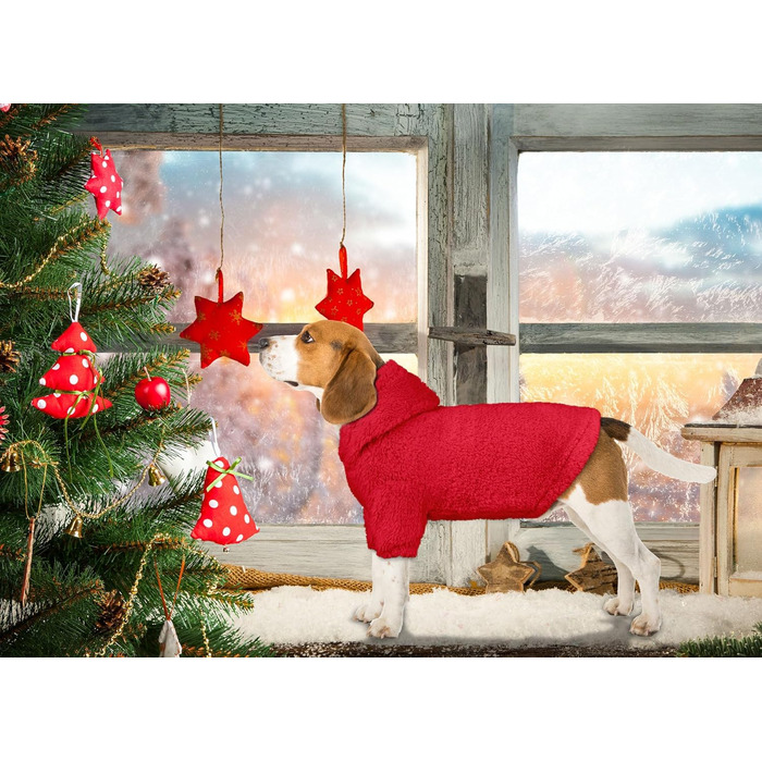 Теплий та м'який пуловер для собак середнього розміру, кофта з капюшоном, розмір M, червоний, Getaway Solids